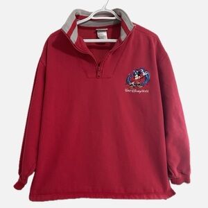 Disney Red Pullover with Embroidered Character